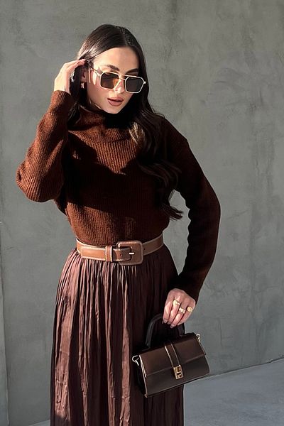 Seda Yalçın Atelier Pulover cu dungi maro amar