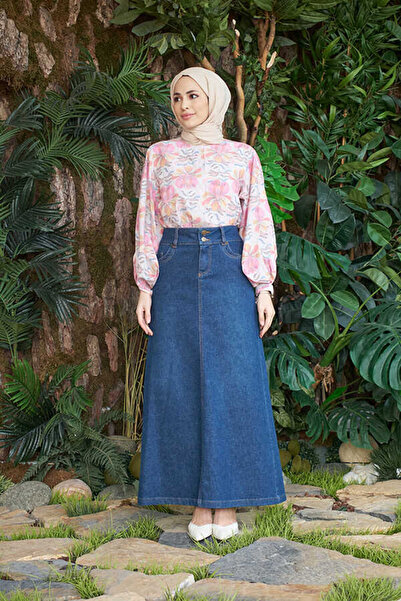 Neways 2058 Model Navy Blue Denim Skirt