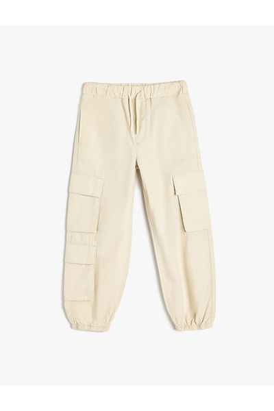 Koton Gefütterte Fallschirmhose aus Baumwolle mit Schnürung an der Taille und Pattentaschen
