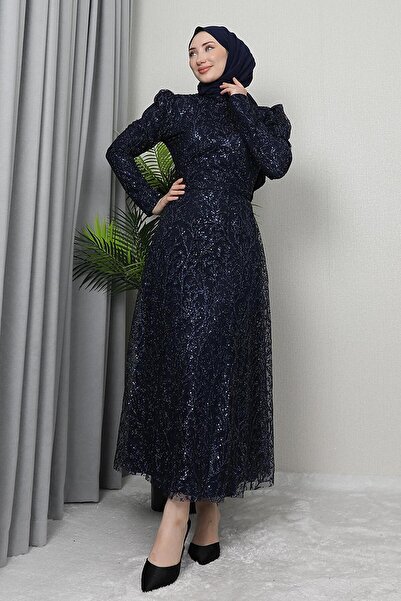 giz astore Ayperi Tesettür Abiye Lacivert