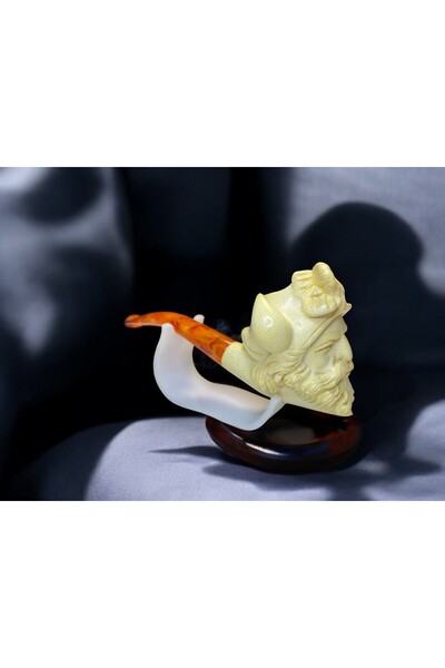 Altınışık Lületaşı Viking Savaşçısı Figürlü El Oyması Lületaşı Pipo