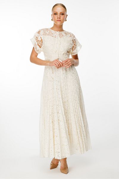 Nefeli Butterfly Detail Dress with Pleated Skirt