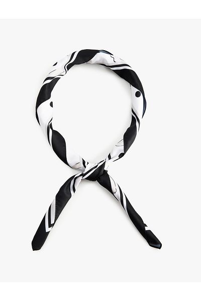 Koton Polka Dot Square Shawl with Bow Detail