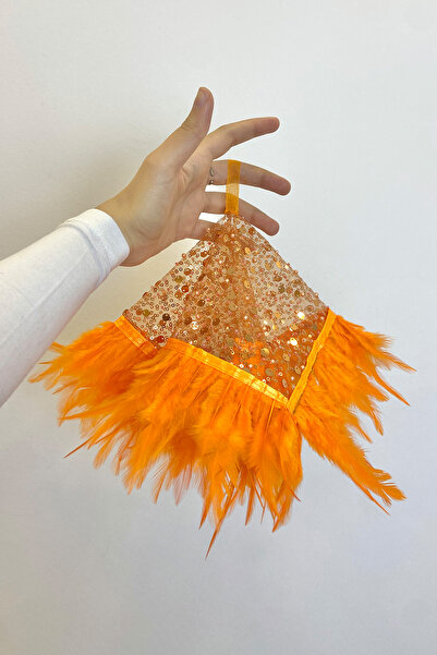 ZEYMERADE Turuncu Otantik Vip Gelin Mendili, Halay Arnavut Mendili Boncuk Inc...