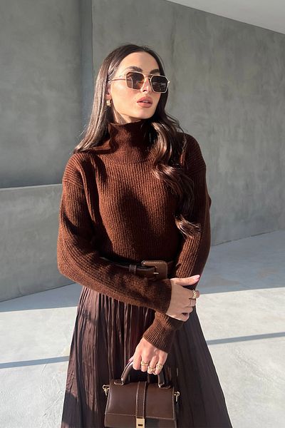 Seda Yalçın Atelier Pulover cu dungi maro amar