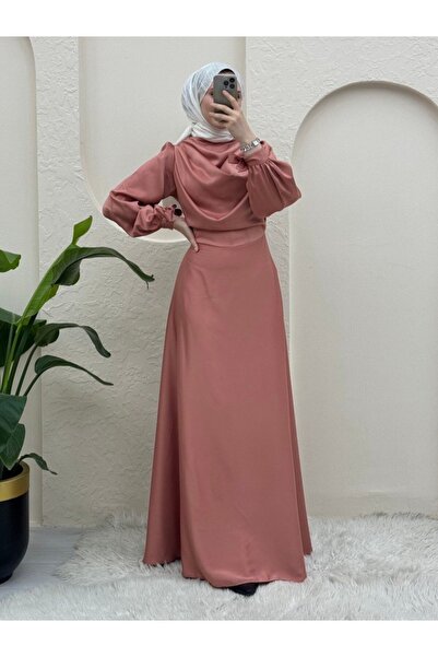 Modamorfo Βραδινό φόρεμα με γιακά με δαντέλα με λεπτομέρειες - πούδρα