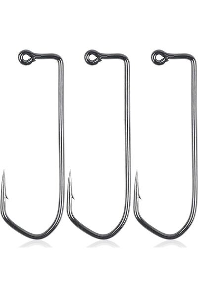 Hokkaido 50 Adet No:1 Yüksek Karbonlu Çelik,90 Derece Offset,jig Head,silikon,sahte,delikli Iğne,