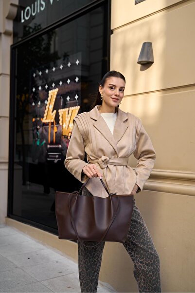 Madamra Brown Women's Buckle Tote Bag