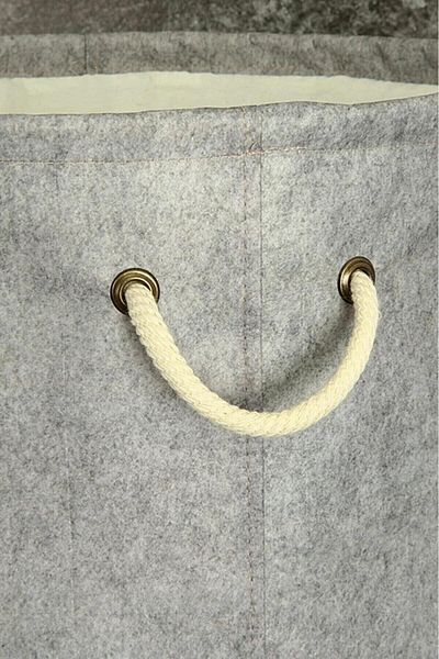 Pikas Gray Felt Round Bag Toy - Laundry Basket & Bathroom Organizer