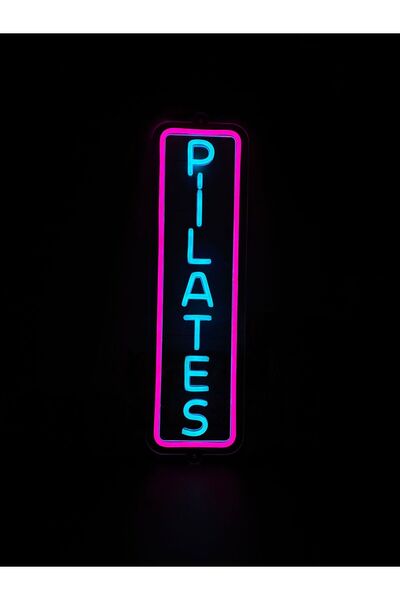 Neonite 'PİLATES' Işıklı Neon Led Dekoratif Duvar Yazısı Tabelası (15X50CM)