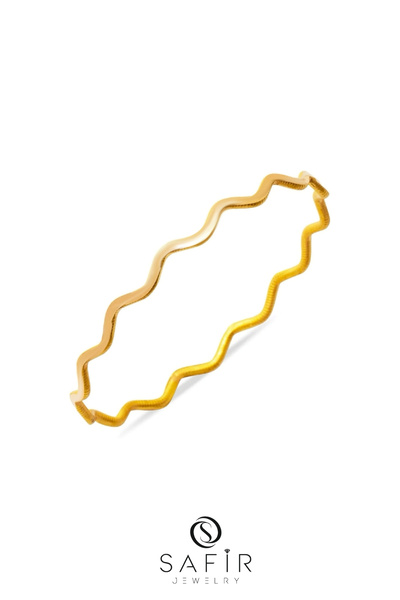 Safir Kuyumculuk 14 Ayar Altın Ajda Bilezik 7gr - Yatırımlık Bilezik - Zigzag Ajda Bilezik - Ajda Zigzag Bilezik