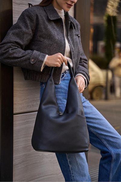 Madamra Nova Black Damen-Taschendetail mit doppeltem Reißverschluss