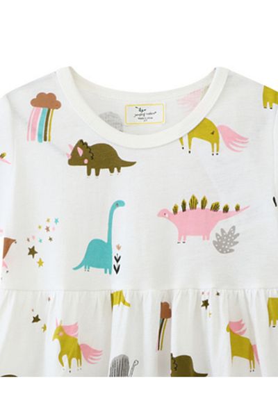 SAPS Dino anywhere Printed dress - white