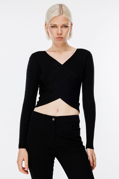 ON Pulover Negru Tricotaj - Model Tricotat