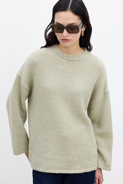 Manuka Grüner, übergroßer, weicher Pullover