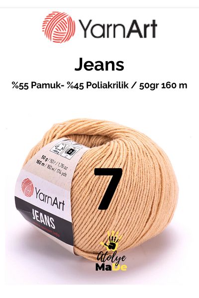 Yarnart Jeans 07 Amugurimi - Μαλακό βαμβακερό νήμα μωρού, 55% βαμβάκι