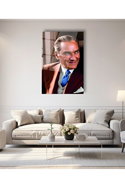 Alicedekorasyon Atatürk Renkli Cam Tablo