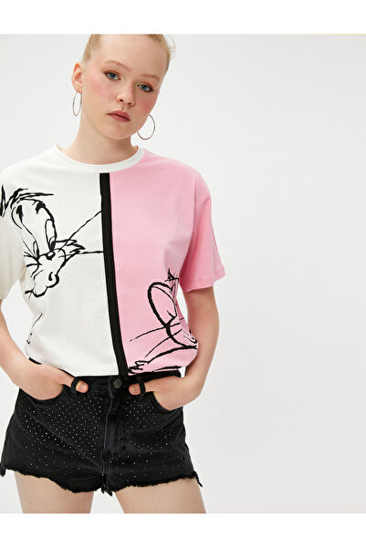 Koton Tricou Tom și Jerry cu licență, cu mânecă scurtă, cu gâtul rotund