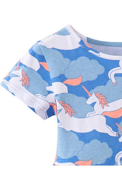 SAPS SAPS All Over Unicorn Printed Dress - Blue