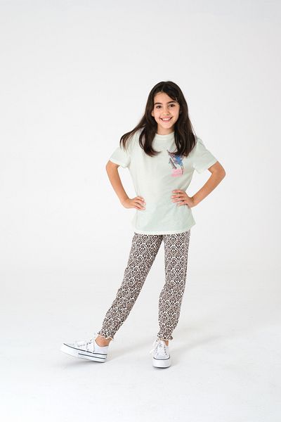 Kyron Girls' Print Cotton Pants with Cuffed Legs / Comfortable and Modern Fit