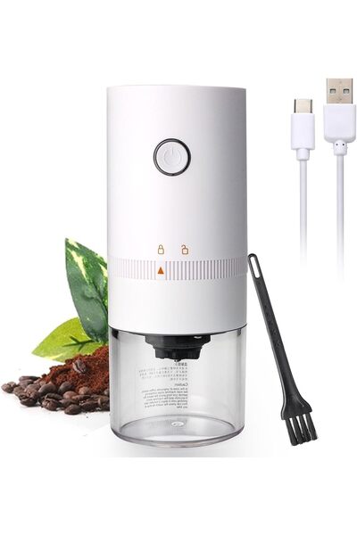 Arabest Portable Electric Grinder,Coffee Bean Grinder,USB Rechargeable Automatic Conical Burr Grinder White