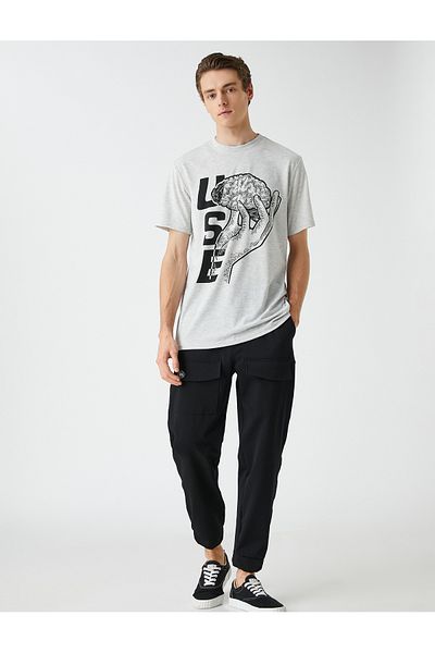 Koton Slogan Printed T-Shirt Crew Neck Short Sleeve