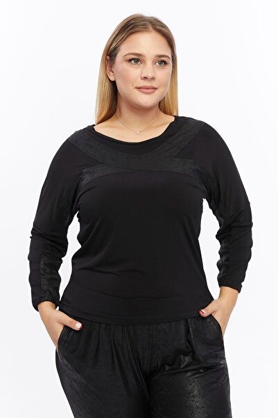 Zer Otantik Блуза великого розміру з перехресним вирізом і шкіряними деталями...