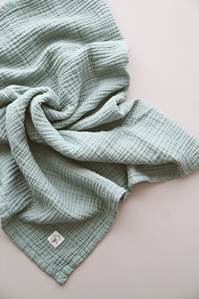 DoDo'S Baby Four Layer Mi̇Nt GreeṅLi̇ Plain Pattern Organi̇K Müsli̇N Cover