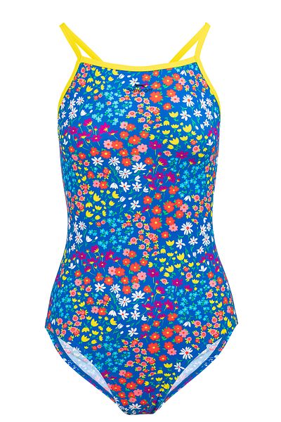Slazenger Ld43 Model Floral Patterned Women's Swimsuit - Tie Back