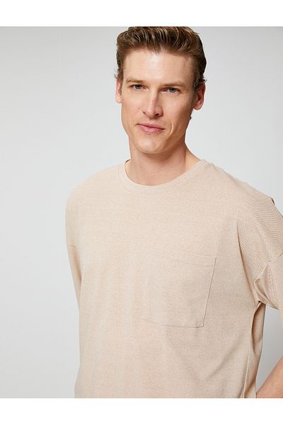 Koton Basic Oversize T-Shirt with Pocket Detail Crew Neck Half Sleeve