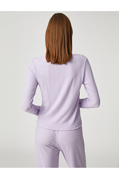 Koton Pajama Top Long Sleeve Textured Embroidered