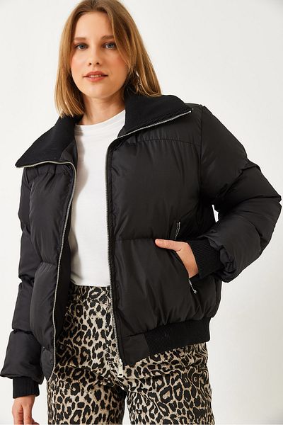 Bianco Lucci Women's Camisole Collar Detailed Puffer Jacket with Zipper Pockets 2640 60351315