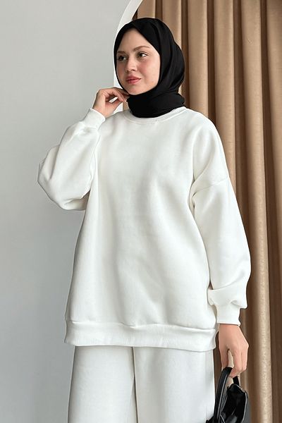 InStyle Sweat alb de bază înălțat