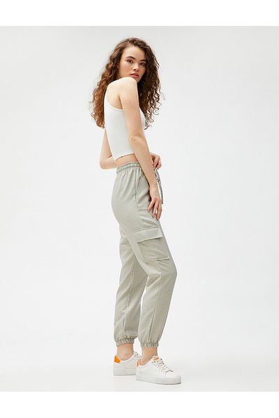 Koton Cargo Pants with Lace Waist, Pocket Detail, Elasticized Legs