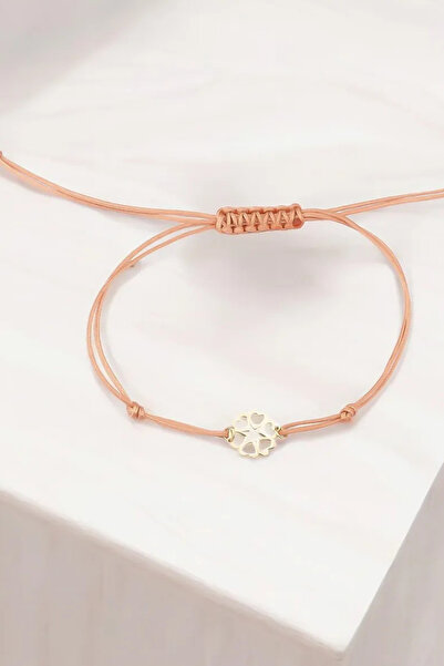 Glorria 14 Ayar Altın Kalpli Ipli Kadın Bileklik