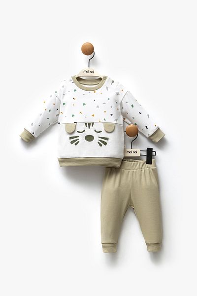 Moi Noi Baby Boy Suit Embroidered 100% Cotton Sweat Pants Suit