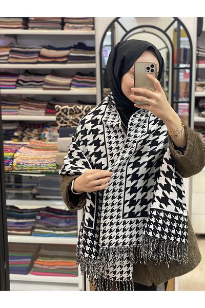 Sima Şal alb Sima Houndstooth