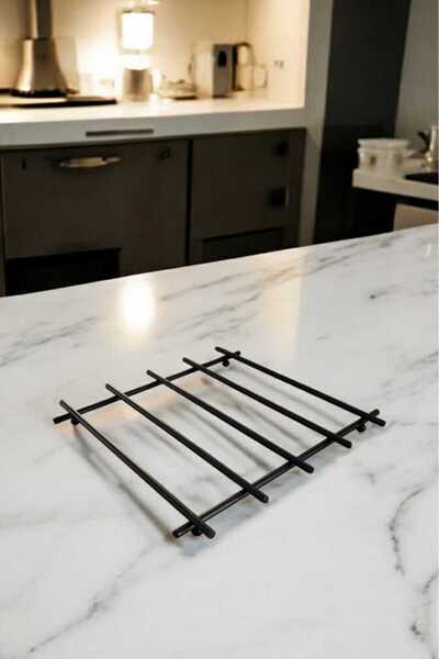 Aktel Banyo Siyah Nihale Altlık Çaydanlık/Tencere Altlığı Yanmaz