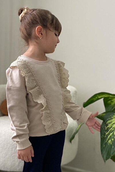 Breeze Hanorac pentru fetiță bej tricou - 1,5-5 ani, cu șireturi