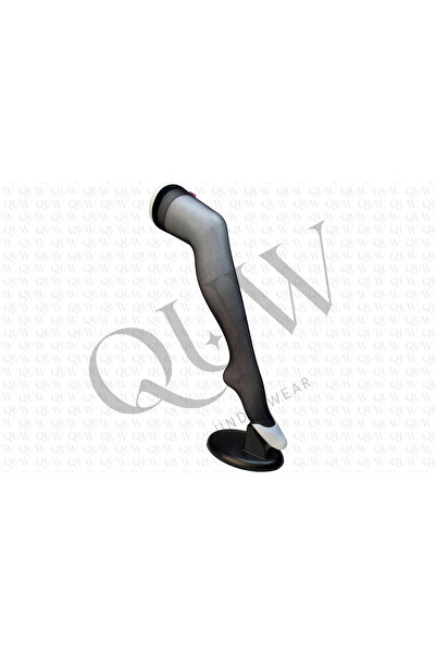 QUW Siyah Fiyonklu Jartiyer Çorap - QUW31-1001-02