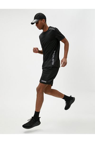 Koton Tricou sport cu mânecă scurtă cu decolteu - Imprimat cu slogan