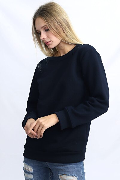 Deafox Тъмносин дамски суичър с три нишки