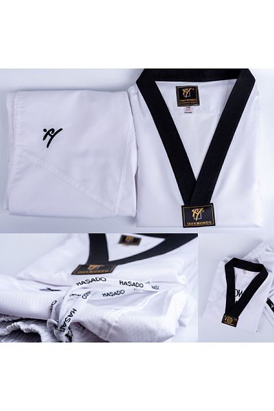 HAŞADO Μαύρο φόρεμα Taekwondo Fighter - Επαγγελματικό ύφασμα Dobok