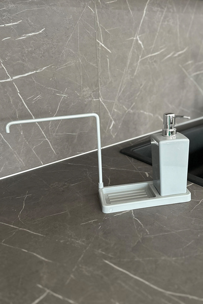 Prima Nova موزع صابون سائل للمطبخ من لونا مصنوع من الألومنيوم المقاوم للصدأ مع حمالة قماشية - رمادي