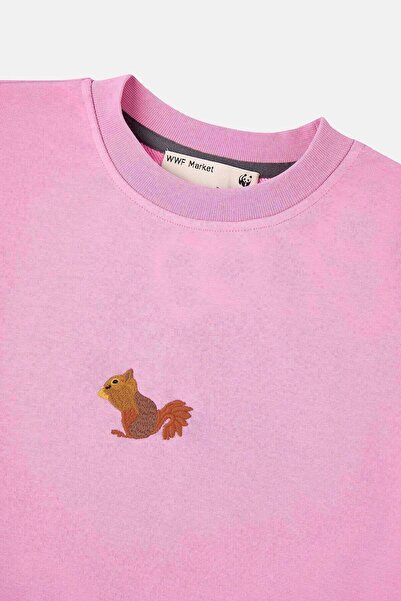 WWF Market Squirrel Soft Fleece Crop Sweatshirt - Pink