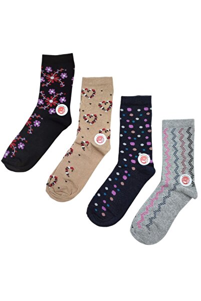 AXE SPORTSWEAR Дамски 4 чифта дълги памучни чорапи с цветни шарки