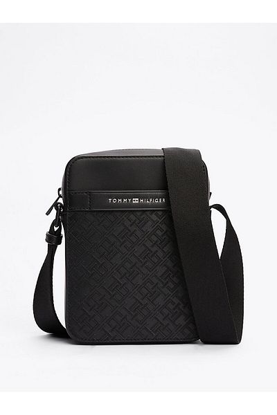 Tommy Hilfiger Men's Black Monogram Cross Shoulder Bag