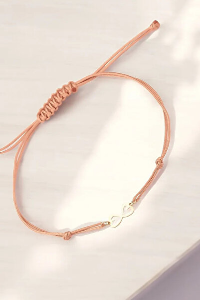 Glorria 14 Ayar Altın Kalpli Sonsuzluk Ipli Kadın Bileklik