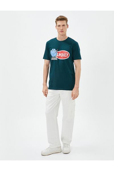 Koton Τυπωμένο T-Shirt Slim Fit Crew Neck κοντομάνικο βαμβακερό