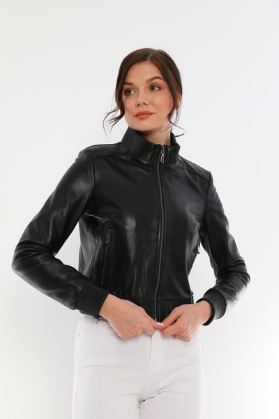 Basics&More Powergirl Black Leather Women's Jacket